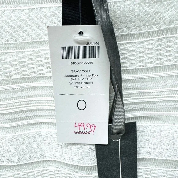 Chico's White Fringe Top  Bathing Suit Cover-up Cap‎ Sleeve Size 0 Small/4 NEW - Picture 4 of 15